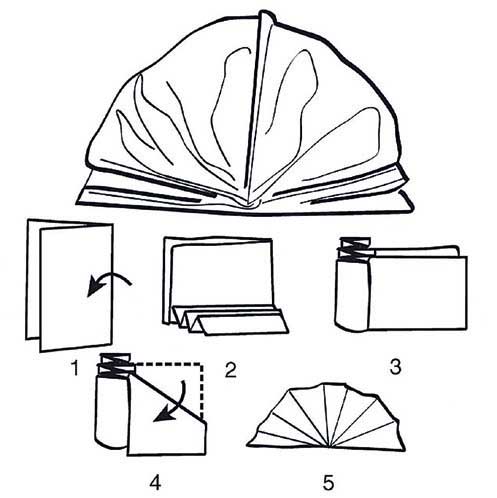 Napkin folding techniques for flat fans